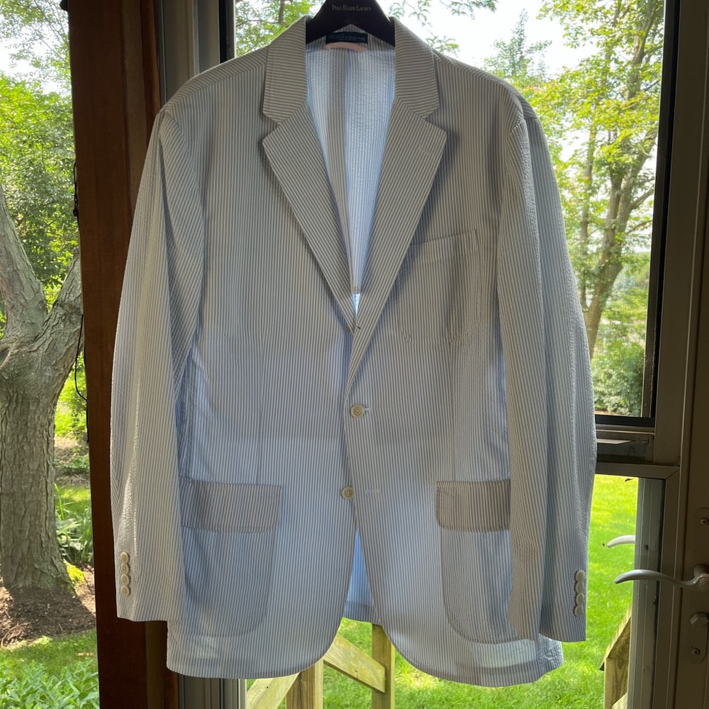 Men’s Ralph Lauren Seersucker Blue Sport Coat Modern Fit